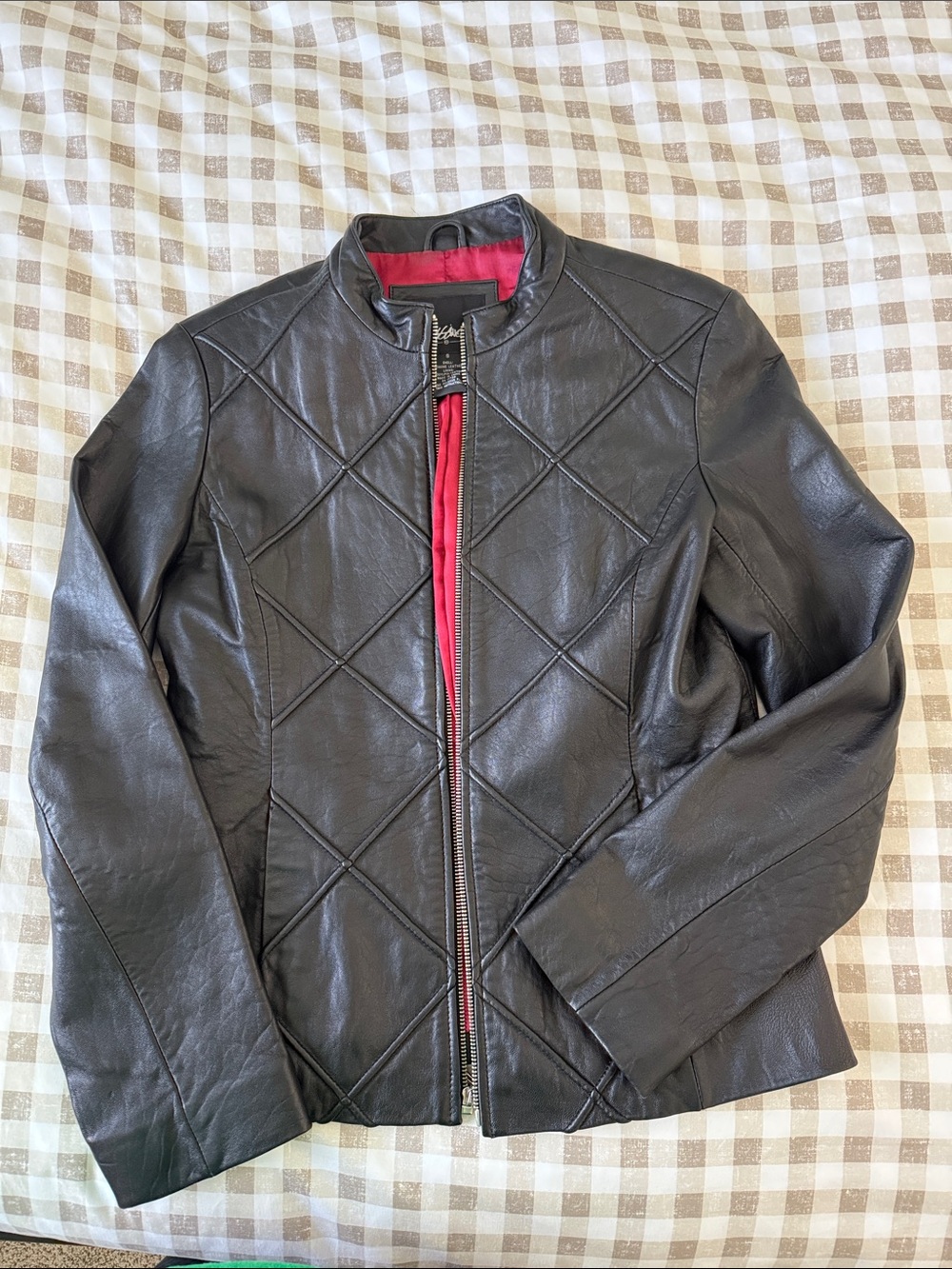 Leather Jacket with Red Lining